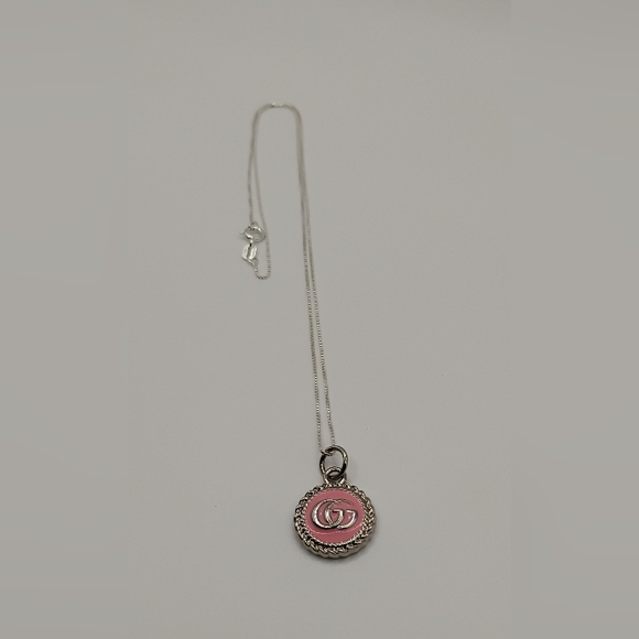 Gucci Jewelry - Gucci Pink and Silver Charm On A 925 Silver Box Necklace *AUTHENTIC*